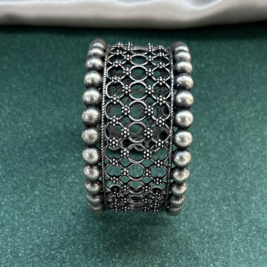 Oxidised German silver bangles – traditional openable bangle set for boho styling ,Bohemian style German silver look bangles – oxidised openable bangles for festive outfits