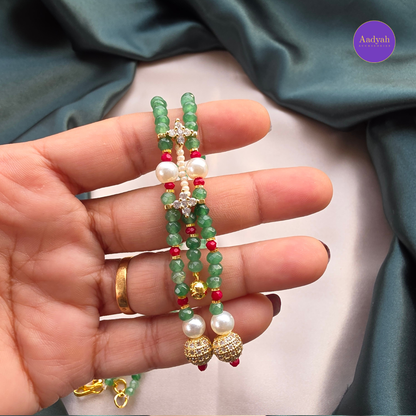 Beaded Long Mala - Green