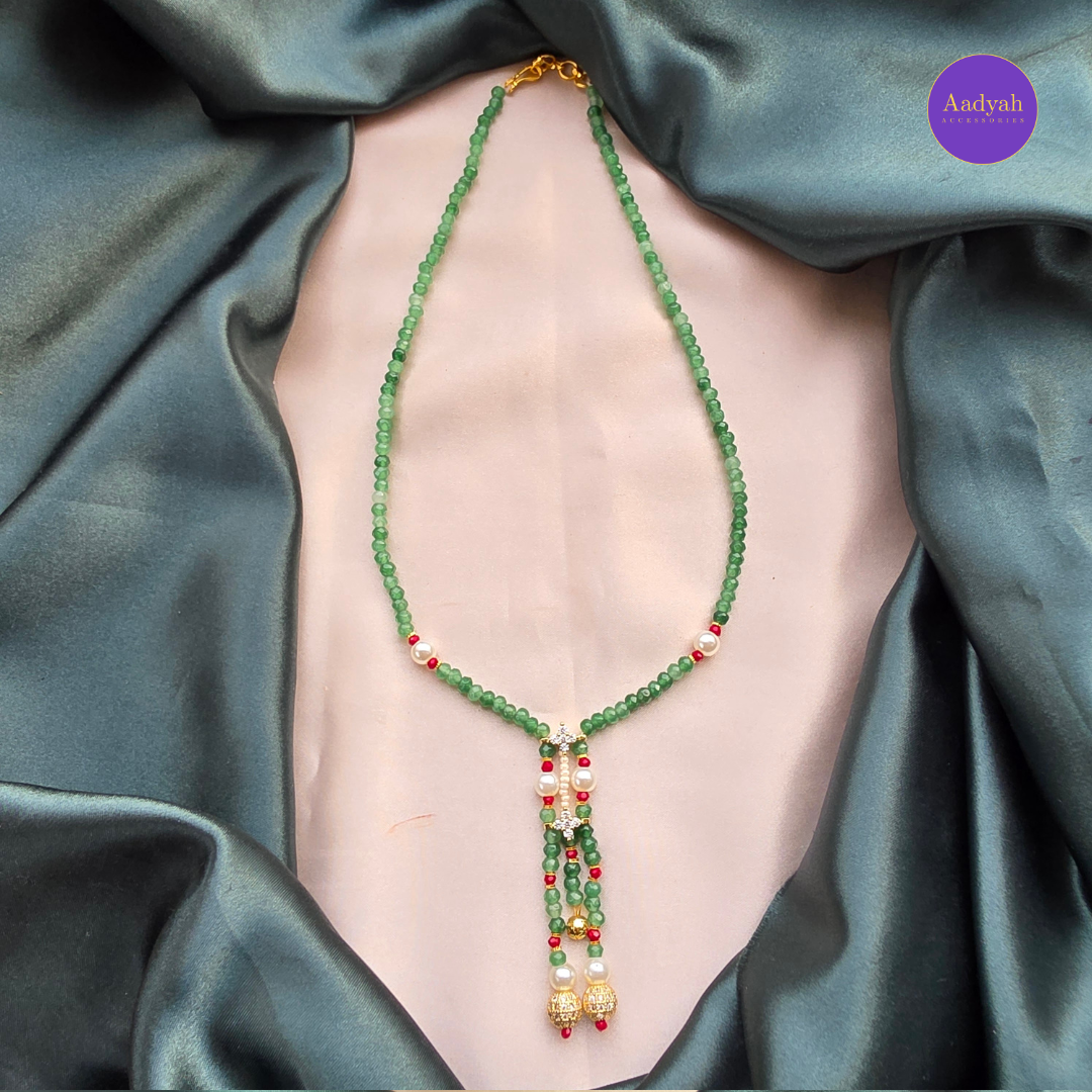 Beaded Long Mala - Green