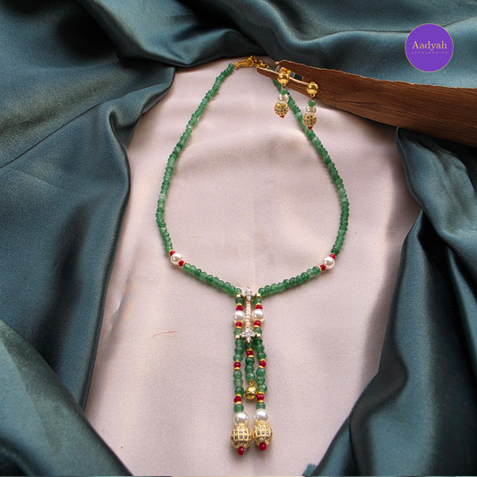 Beaded Long Mala - Green