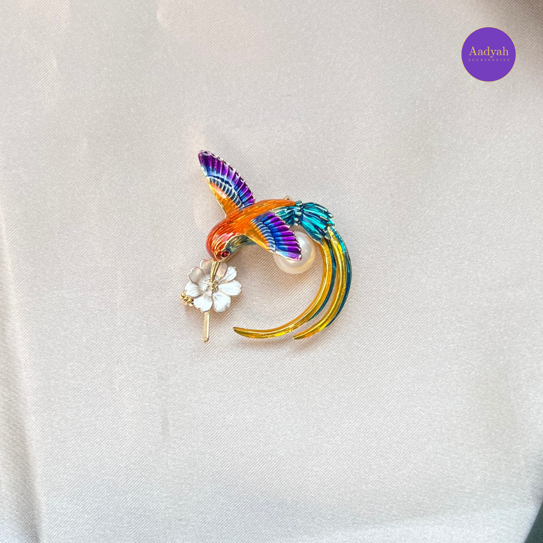Birdy Enamel Brooch - Multi Colour