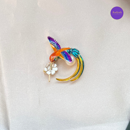 Birdy Enamel Brooch - Multi Colour
