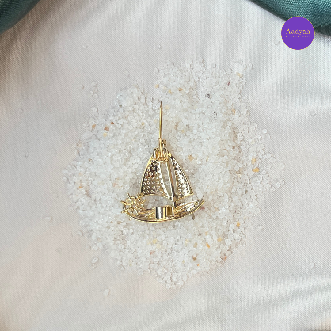 Boat Brooch - White