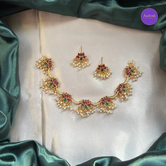 Budget Lotus Necklace Set - Gold
