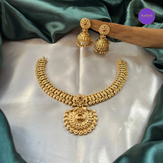 Budget Temple Motif Necklace Set - Gold