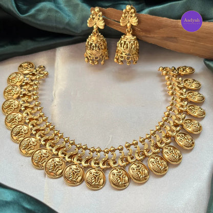 Budgets Peacock Matt Necklace Set - Gold