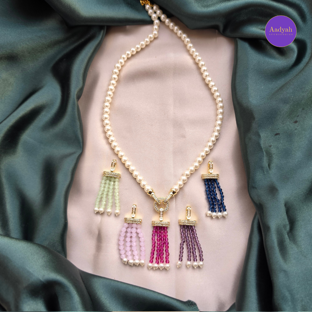 Changeable Pendant Pearl Mala Set - Multi