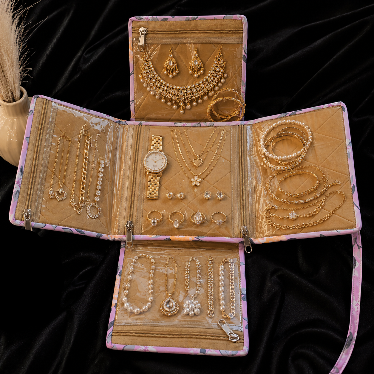 Compact Fold Jewellery Organizer - Transparent Storage
