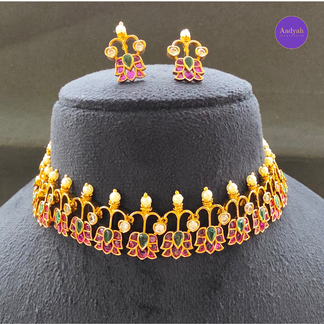 Floral Necklace Choker Set - Multi