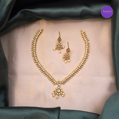 Classic Short Stone Necklace - White & Ruby