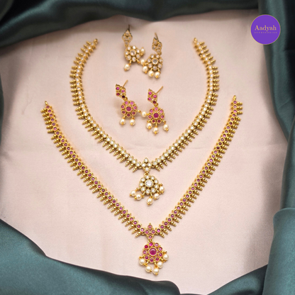 Classic Short Stone Necklace - White & Ruby