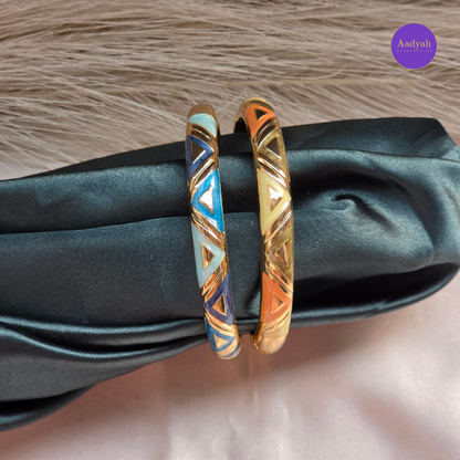 Anti-Tarnish Contemporary Enamel Bangle - Openable