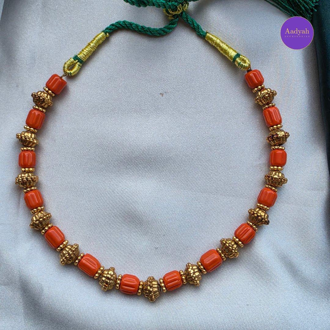 Coral Gold Necklace Set