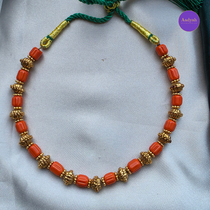 Coral Gold Necklace Set