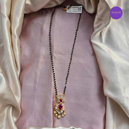 Ad Stone Mangalsutra - Pink & Green