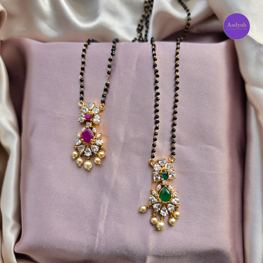 Ad Stone Mangalsutra - Pink & Green