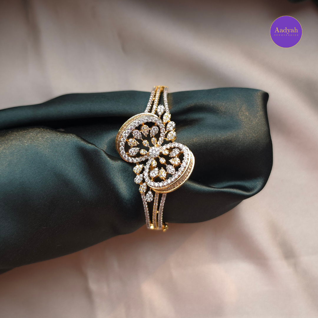 Designer Bow White Stone - Open Type Bangle