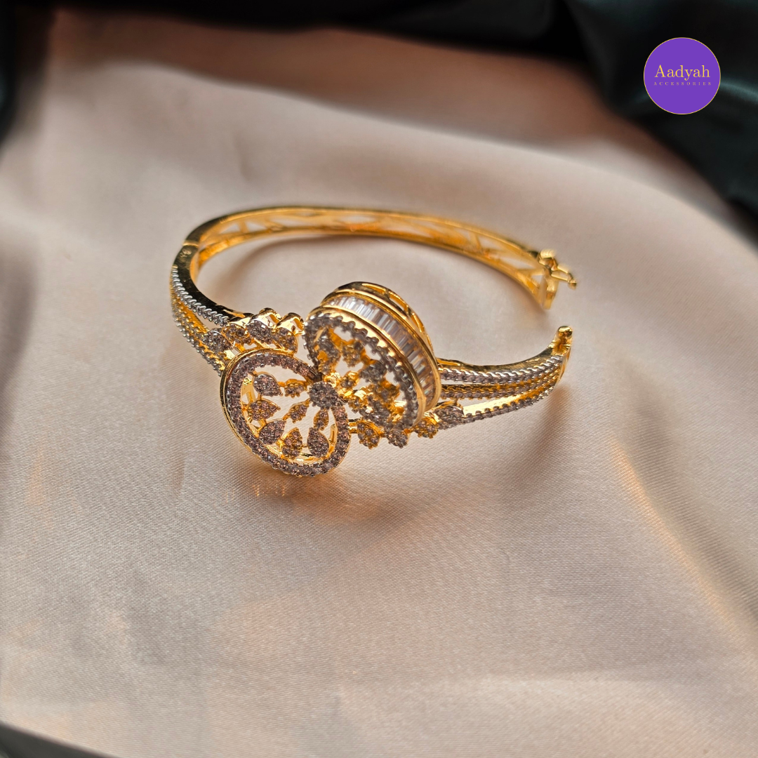 Designer Bow White Stone - Open Type Bangle