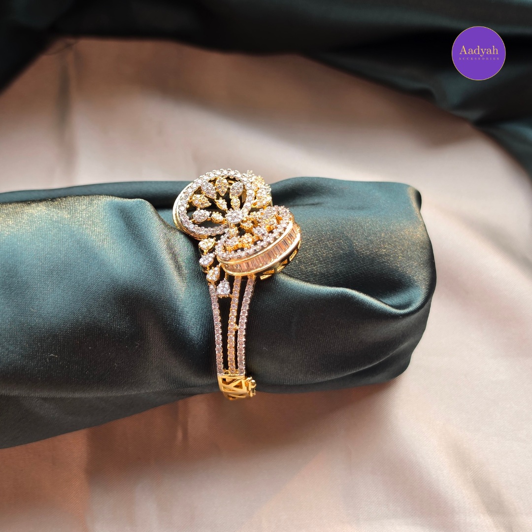 Designer Bow White Stone - Open Type Bangle