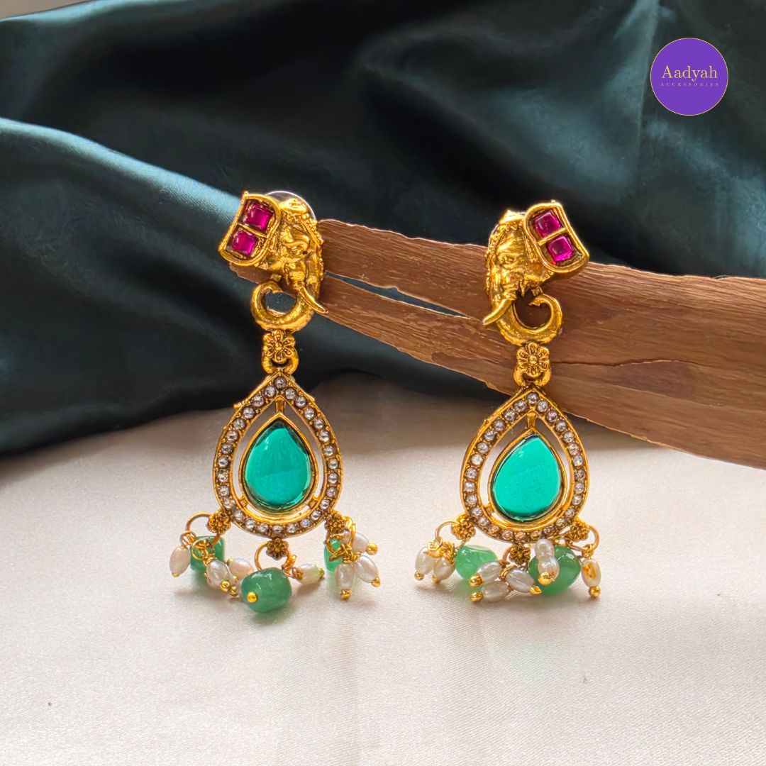 Designer Elephant Temple Hasli/Kante Set - Multi