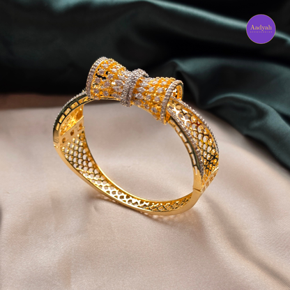 Designer Floral White Stone - Open Type Bangle
