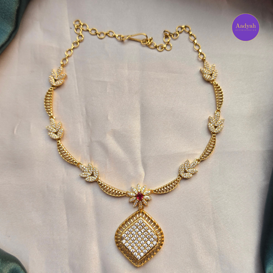 Designer Stone Necklace Set - White