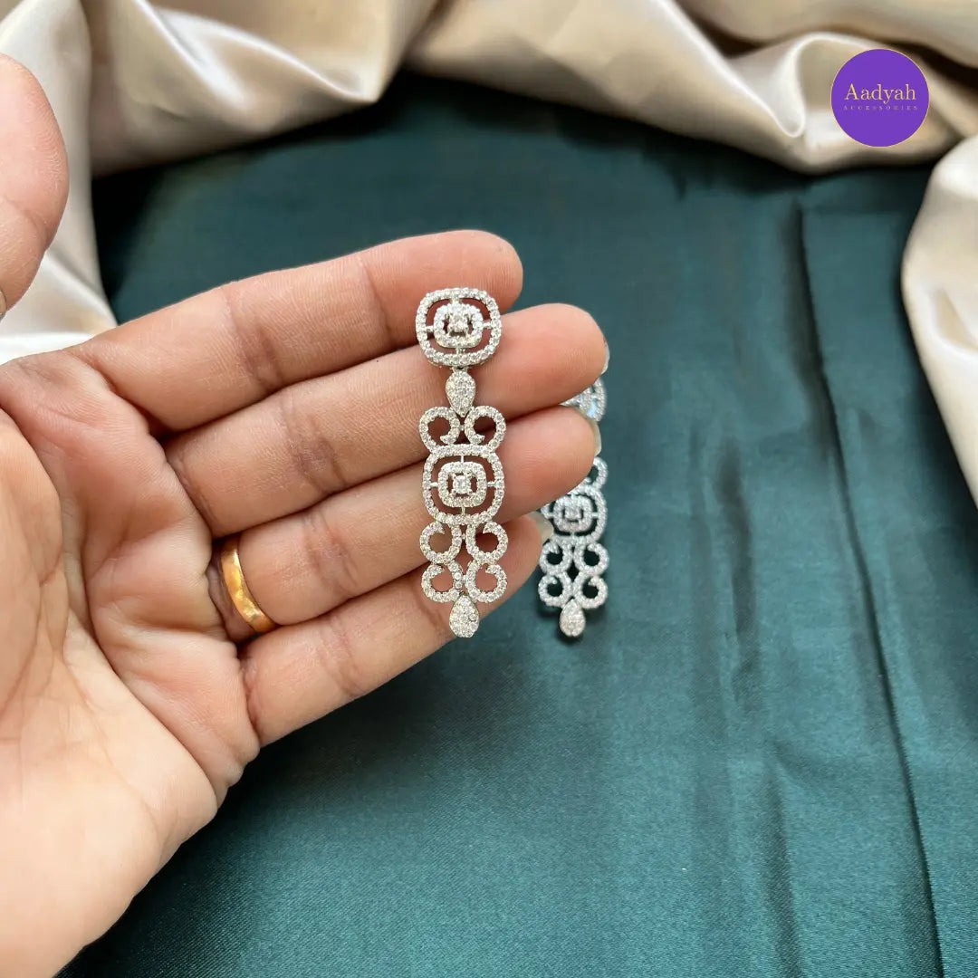 Diamond Look Necklace Set - White