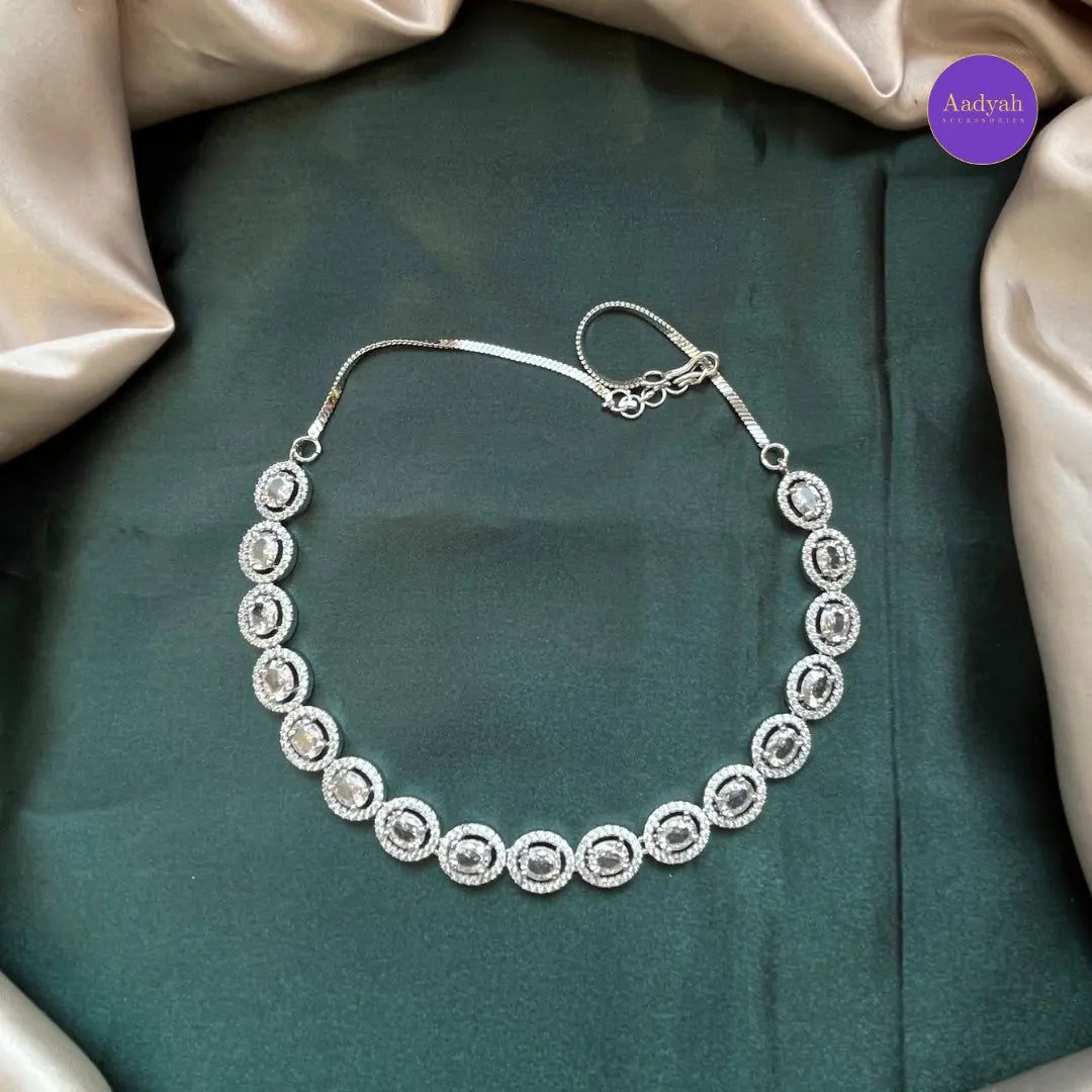 Diamond Look Necklace Set - White