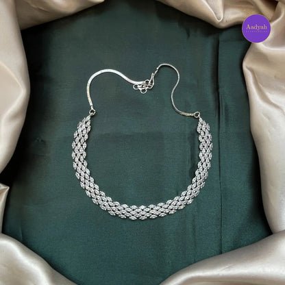 Diamond Look Necklace Set - White