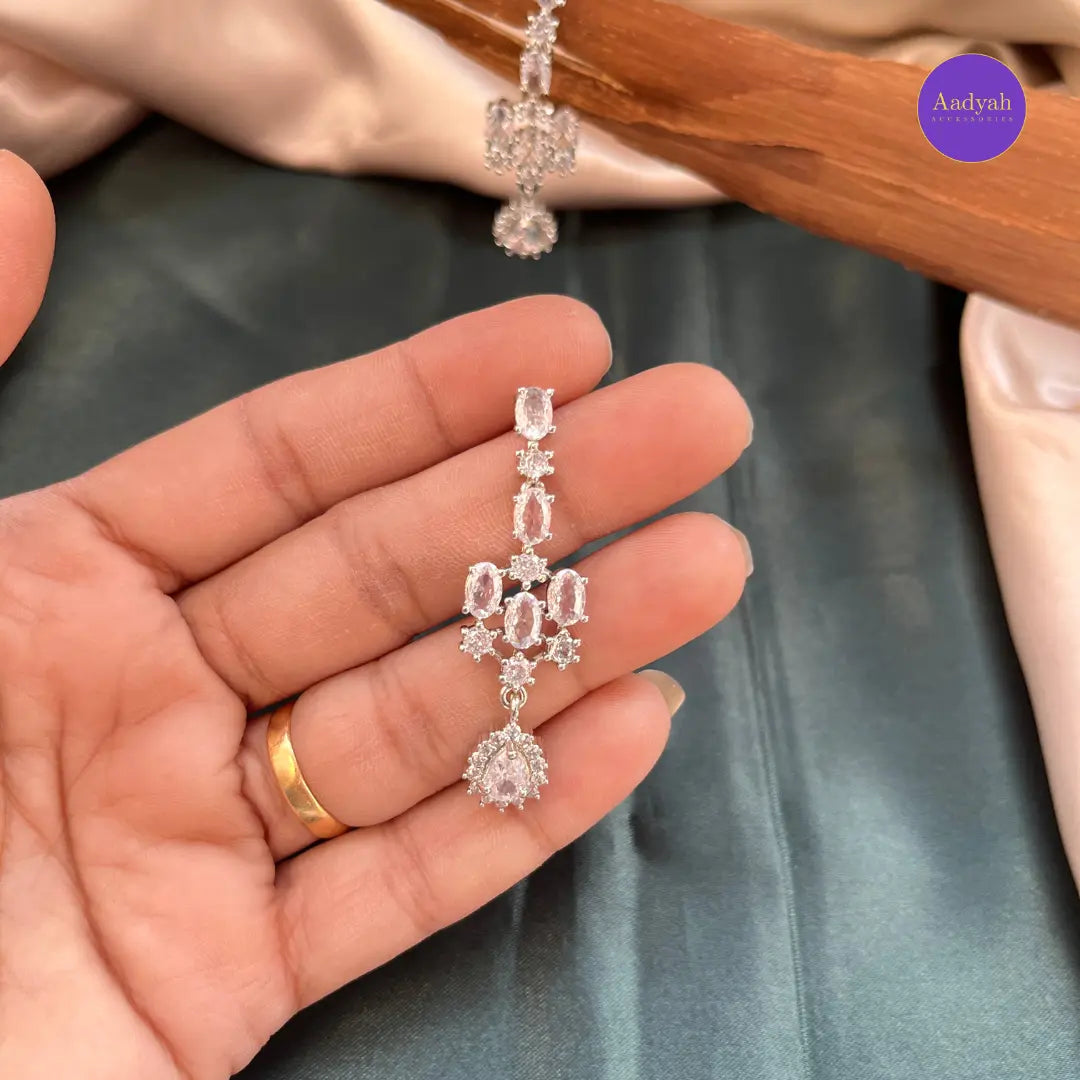 Diamond Look Necklace Set - White