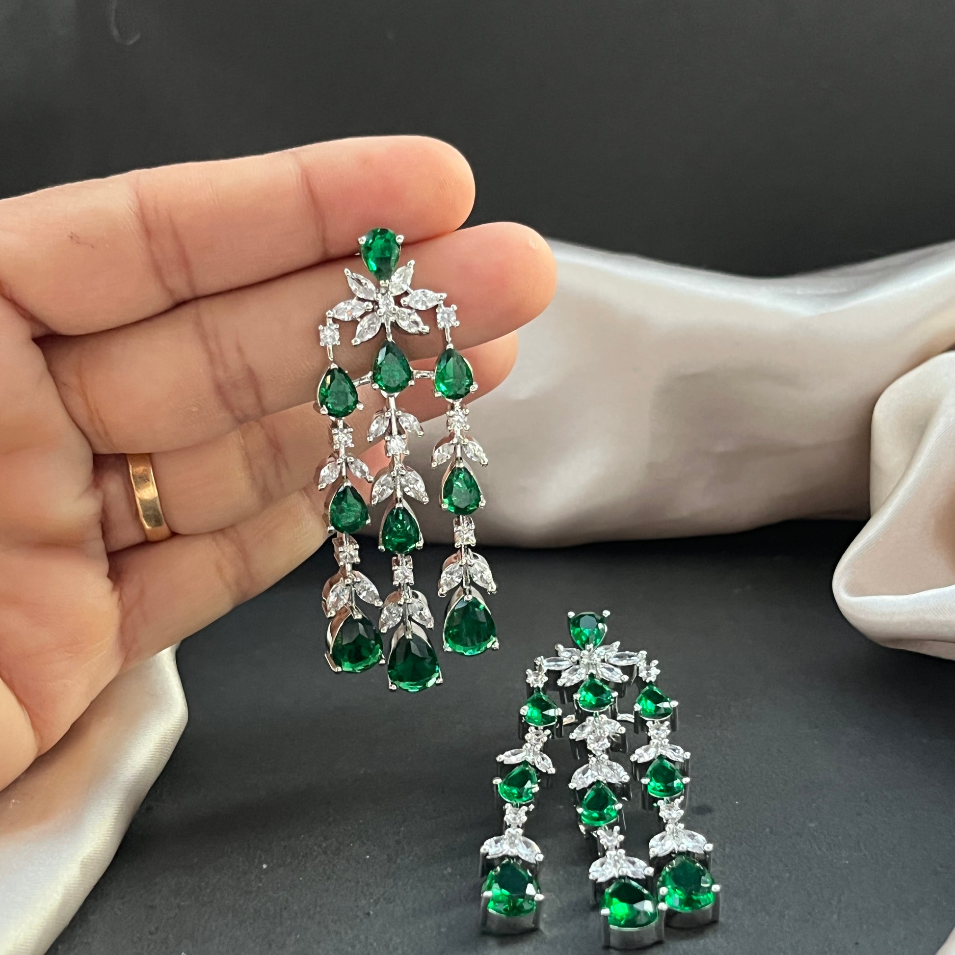 Diamond look alike stud earrings sparkling CZ stones for elegant everyday wear,American diamond earrings with zircon stones