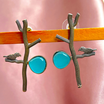 Qiana Teal bird Earrings