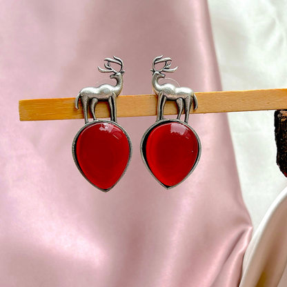 Deer Red Earrings