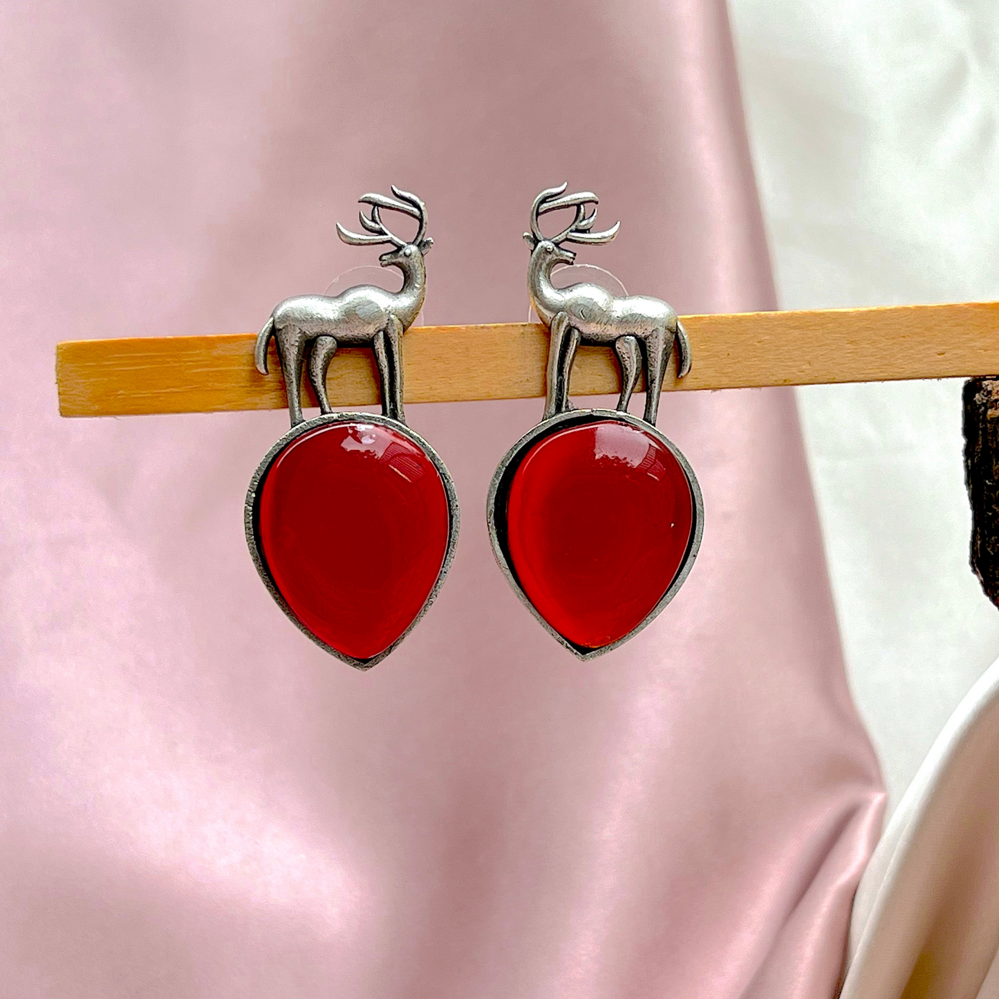 Deer Red Earrings