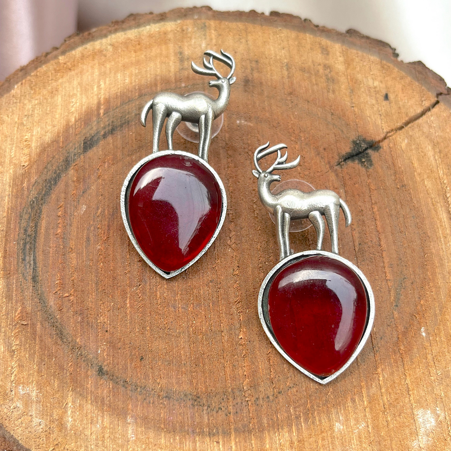 Deer Red Earrings