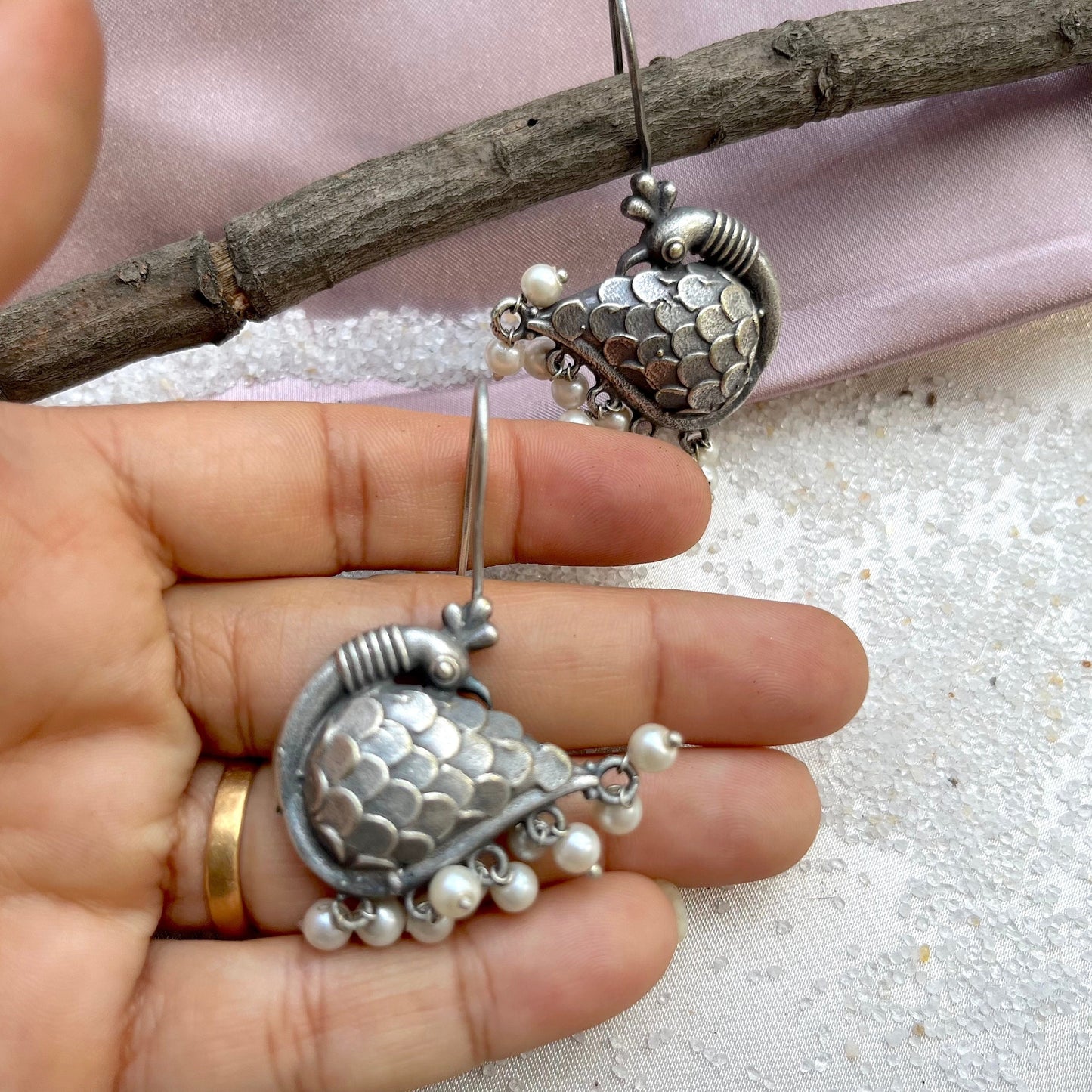 Peacock Motif with Cluster Earrings