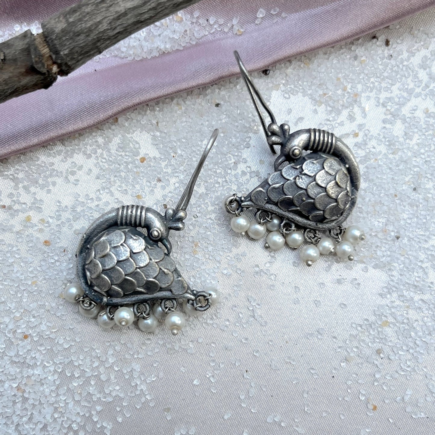 Peacock Motif with Cluster Earrings