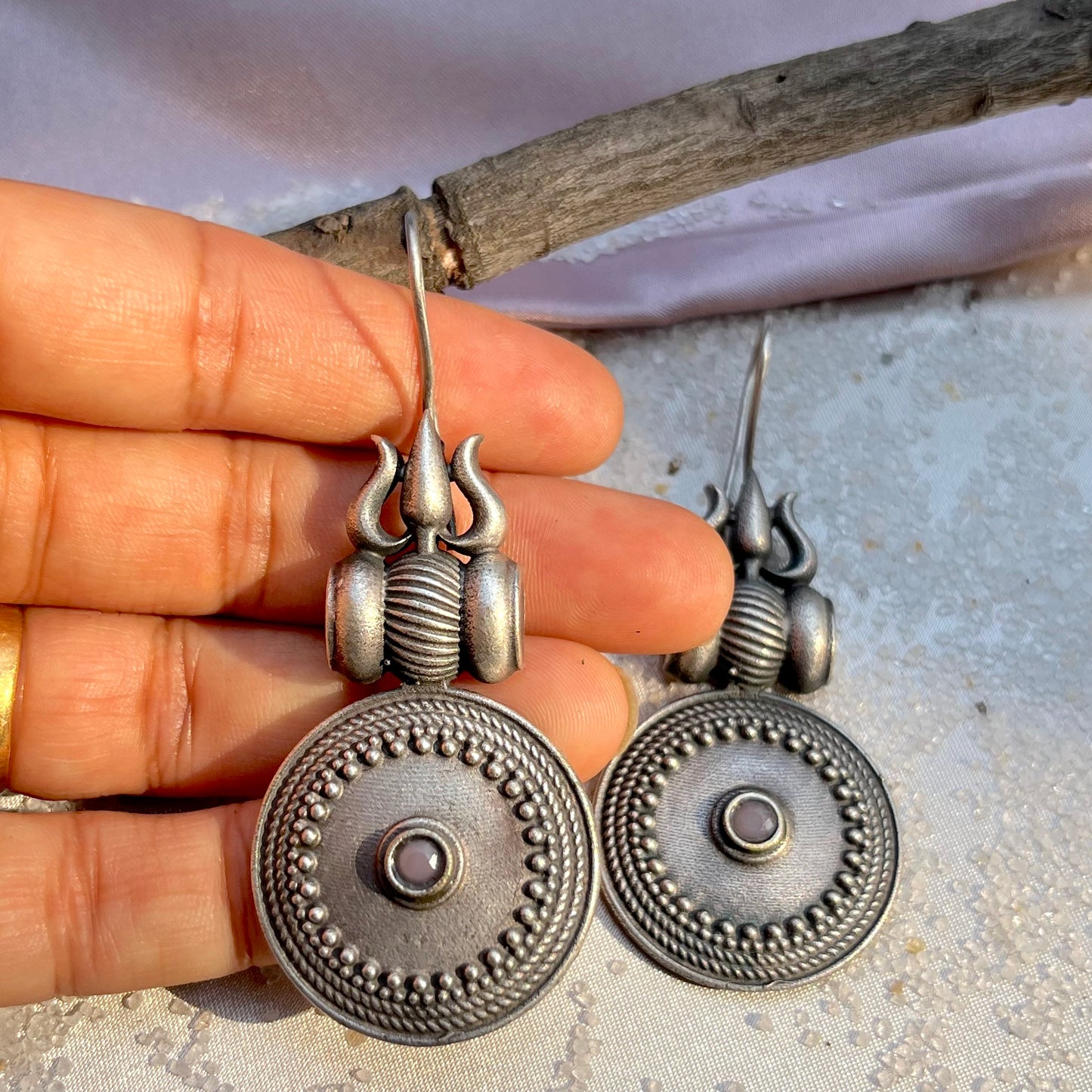 Trishul Damuru Hook Earrings