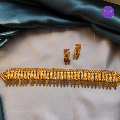 Elakkathali Gold Look Choker Set - Matt