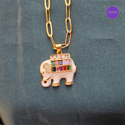 Elephant Anti Tanish Pendant Chain - Gold