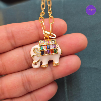 Elephant Anti Tanish Pendant Chain - Gold
