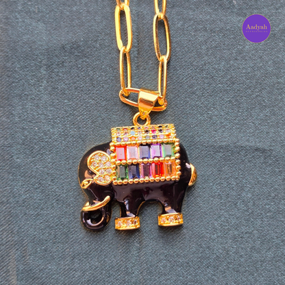 Elephant Anti Tanish Pendant Chain - Gold