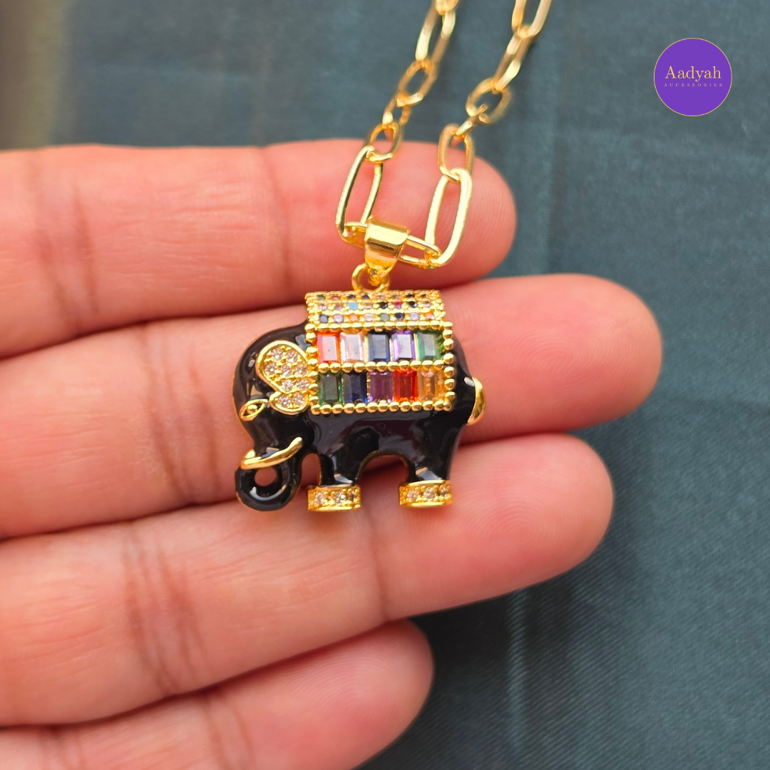 Elephant Anti Tanish Pendant Chain - Gold