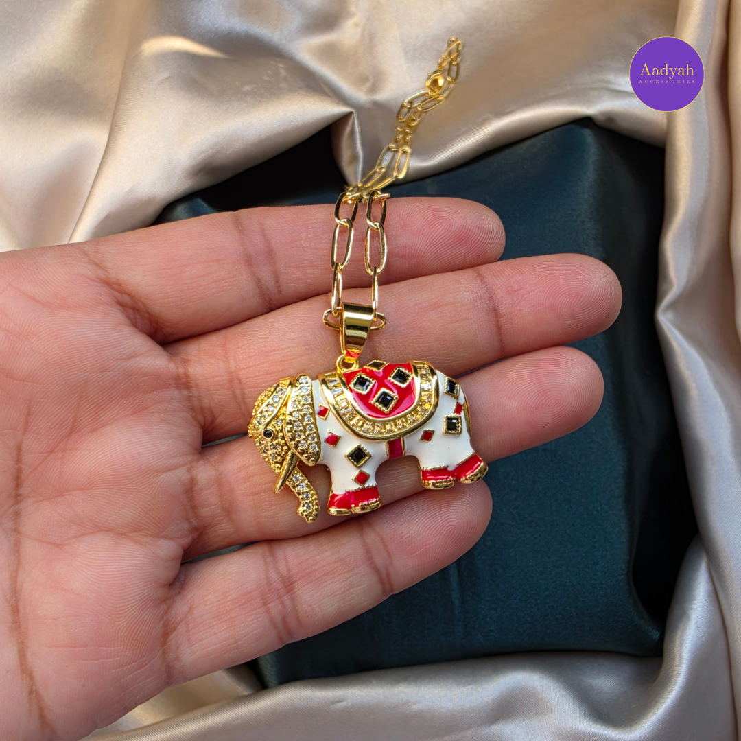 Elephant Anti Tanish Pendant Chain - Gold