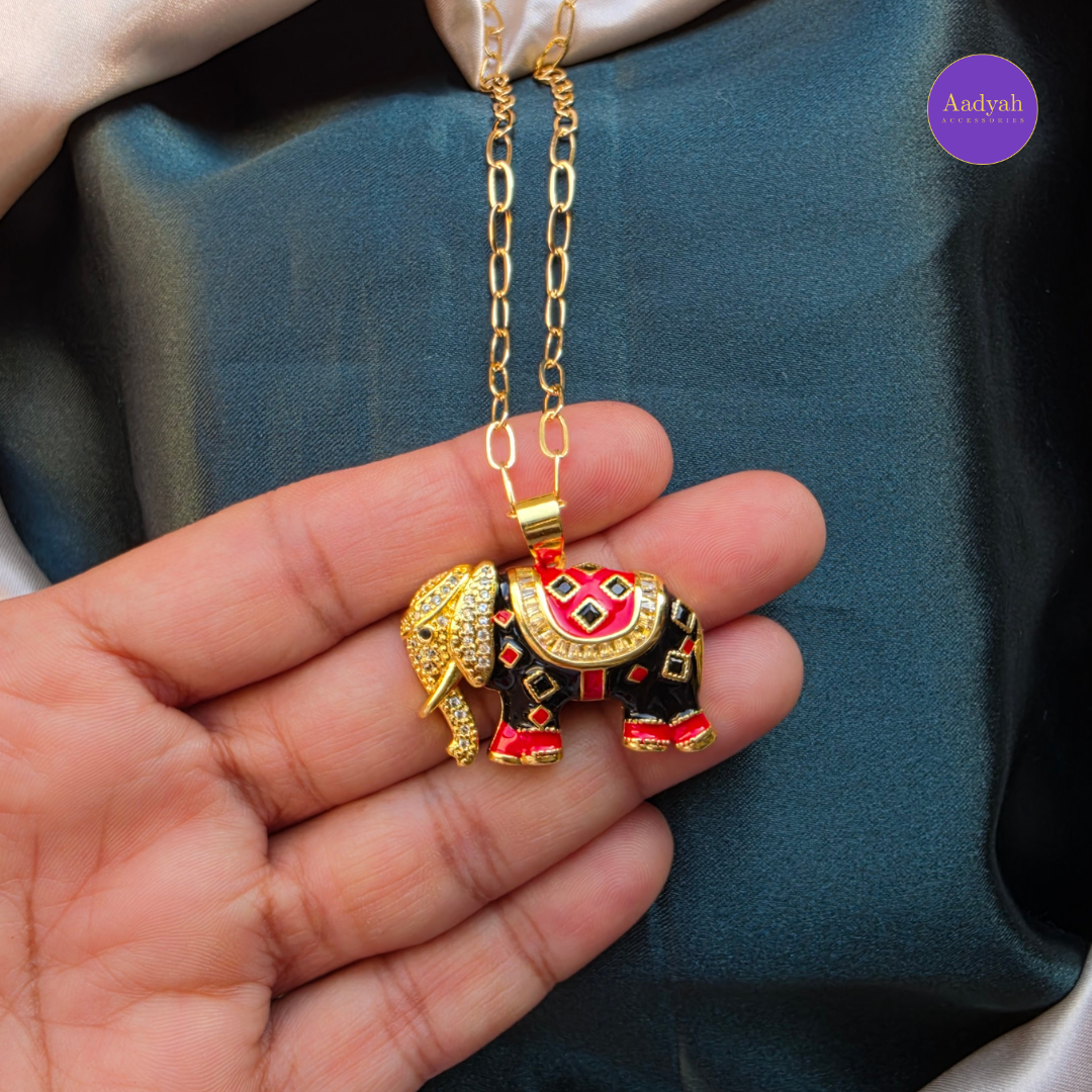 Elephant Anti Tanish Pendant Chain - Gold