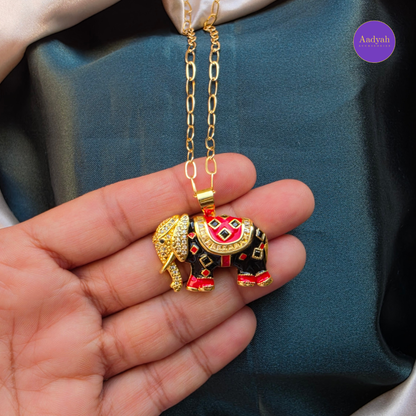 Elephant Anti Tanish Pendant Chain - Gold
