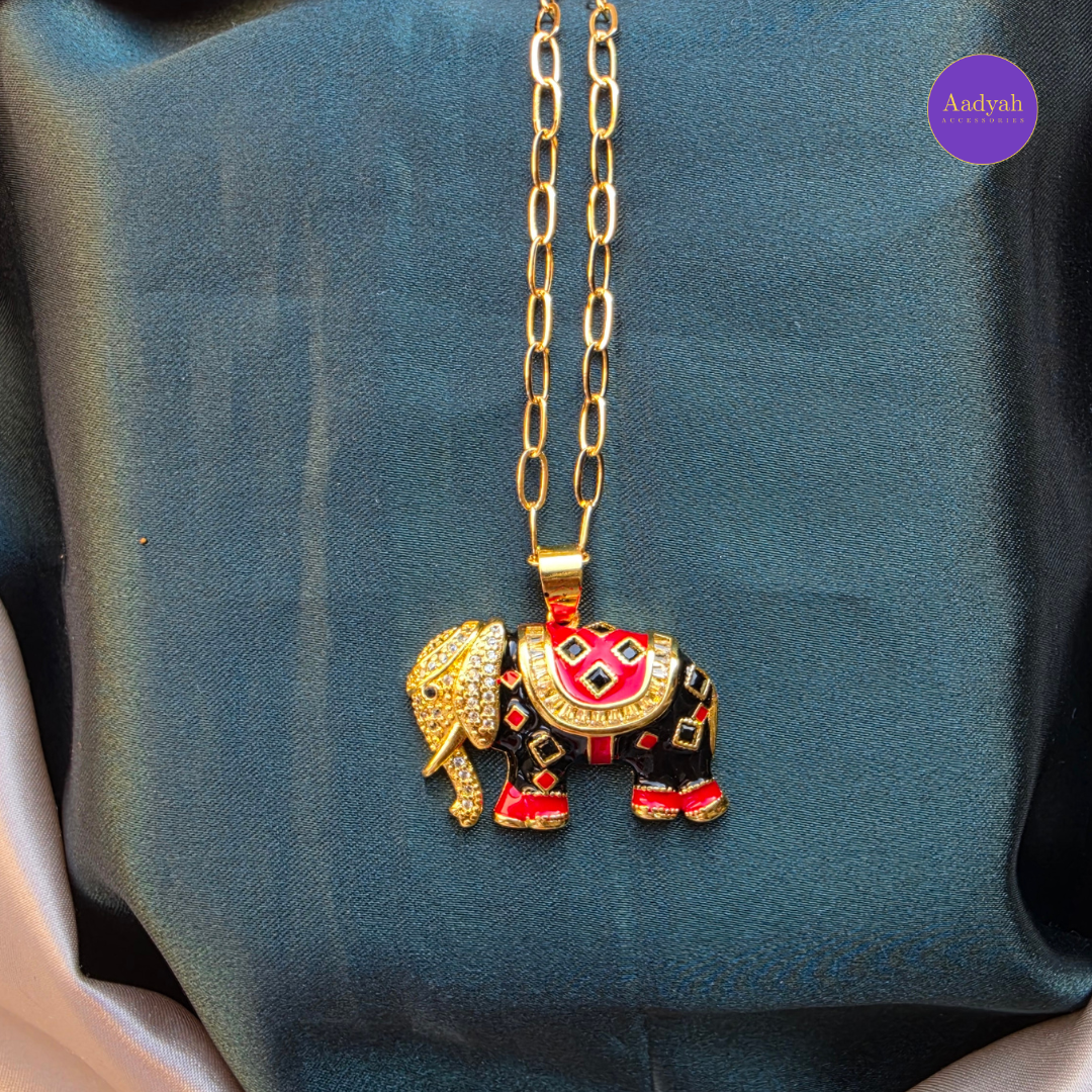 Elephant Anti Tanish Pendant Chain - Gold