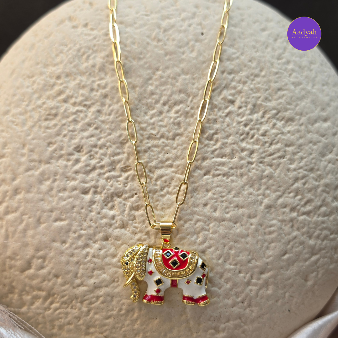 Elephant Anti Tanish Pendant Chain - Gold