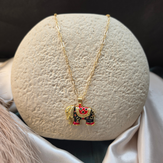 Elephant Anti Tanish Pendant Chain - Gold