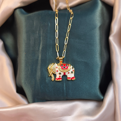 Elephant Anti Tanish Pendant Chain - Gold